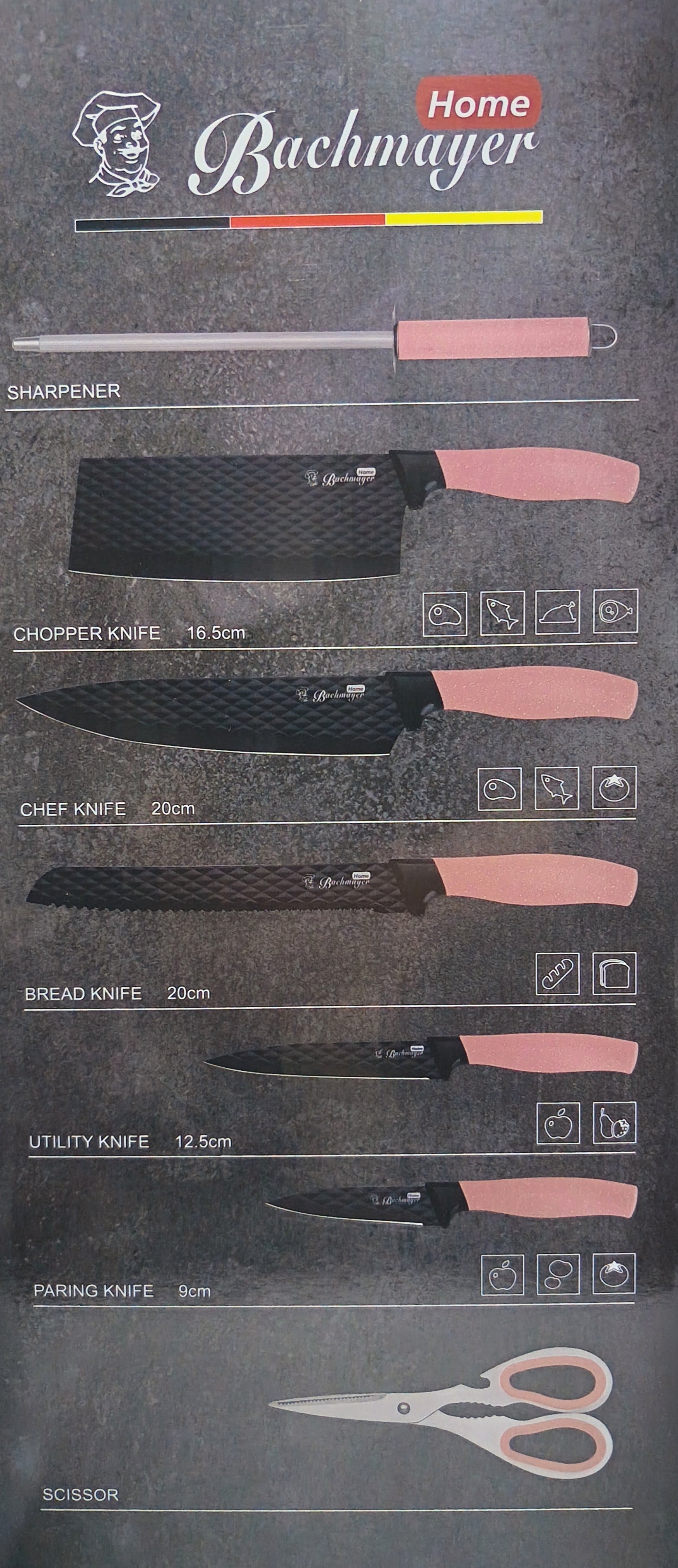 Set de cutite cu suport rotativ, Bachmayer